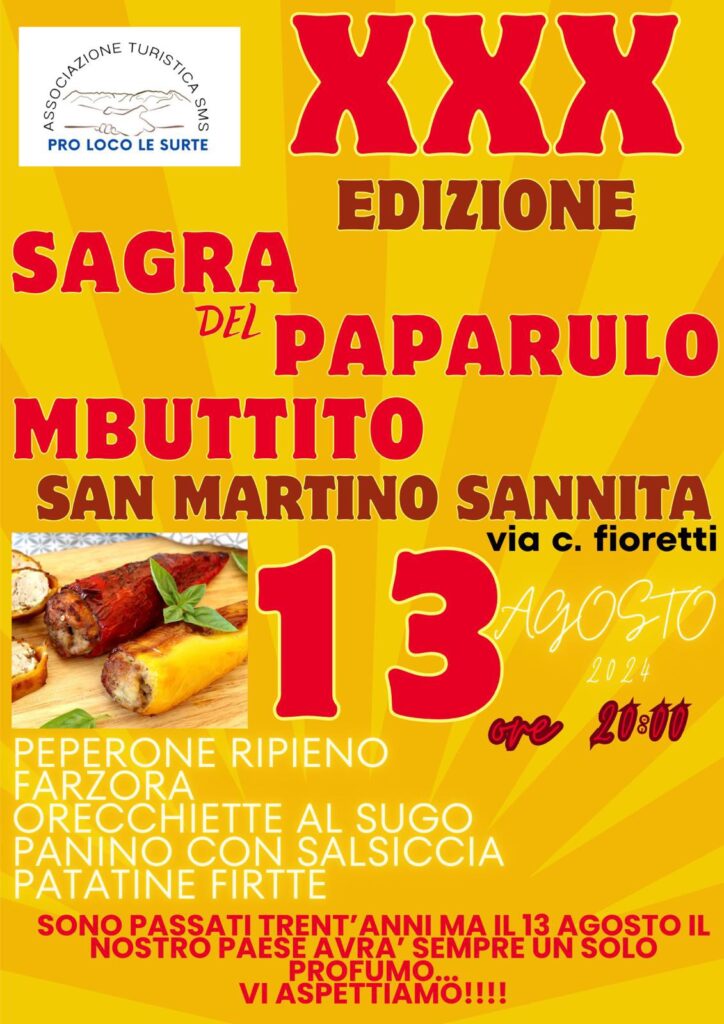 13 AGOSTO – SAGRA DEL PAPARULO MBUTTITO